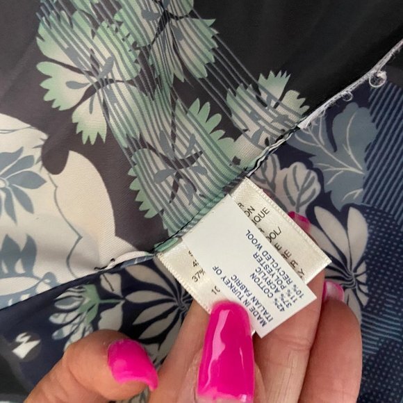 Cream Coloured Structured Jacket with Blue Floral Lining Size M EUC - Picture 11 of 16